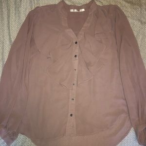 💛 Sheer lilac ruffled blouse
